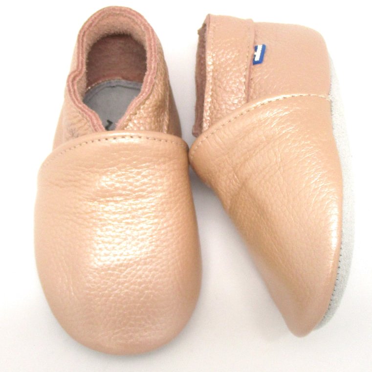 chausson cuir rose et chocolat